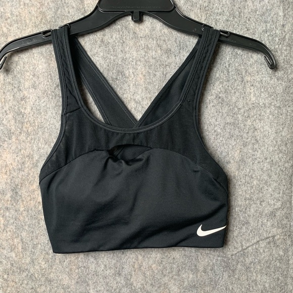 Nike Dri Fit Women Size Medium Black athletic Sports Bra Mesh‎ - Picture 1 of 8